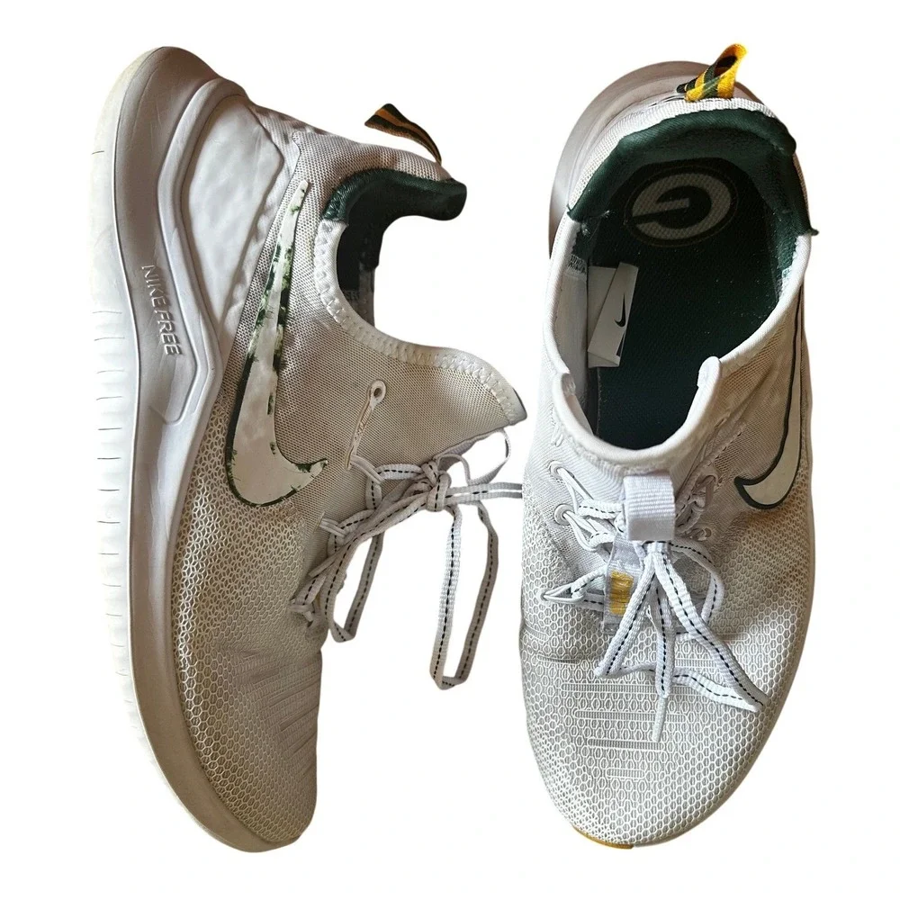 Nike Free TR 8 White Green Bay Packers Sneakers Men's 10